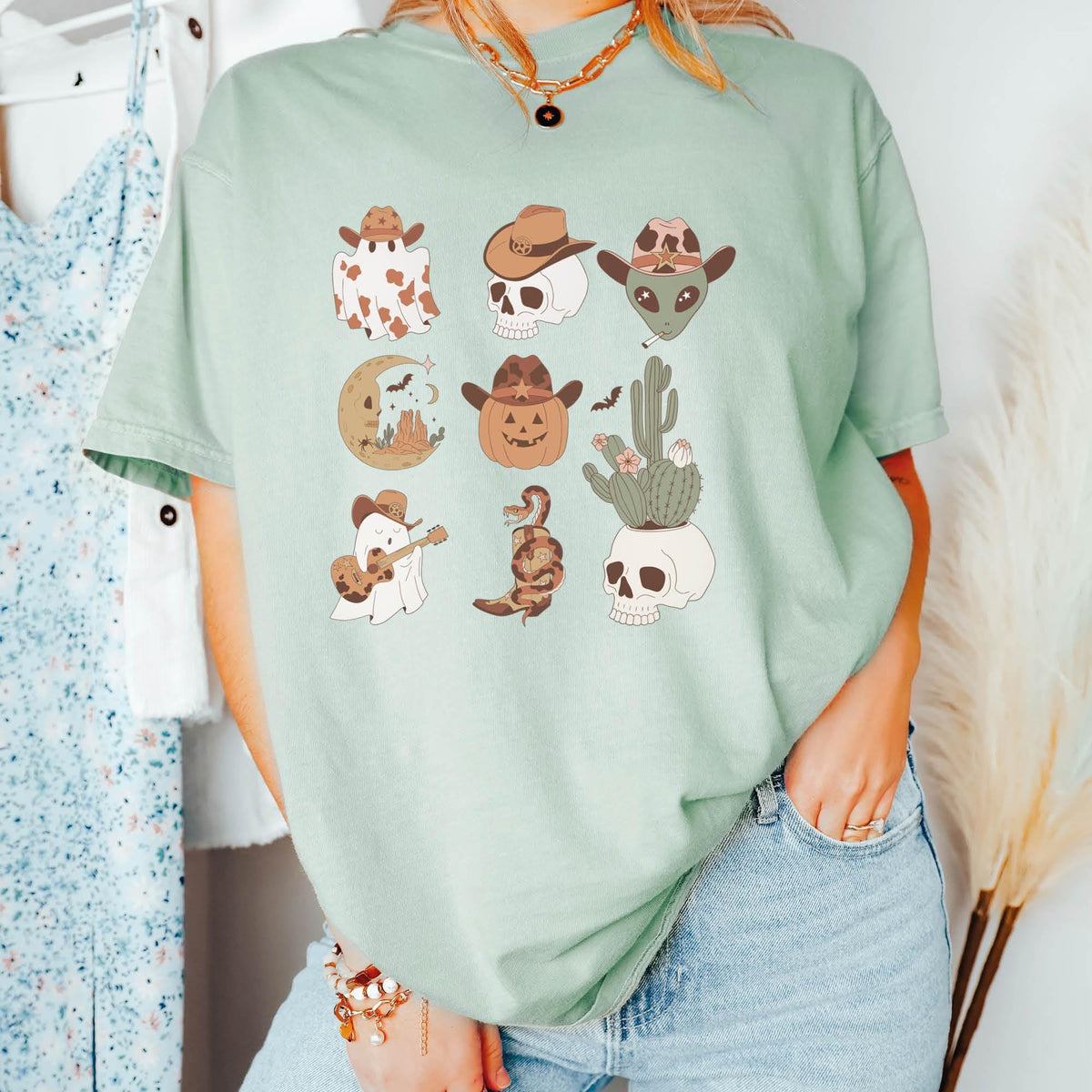 Pumpkin Shirt, Halloween Shirt, Western Pumpkin Shirt, Western Halloween Shirt, Comfort Colors®, Cowboy Doodles Shirt, Funny Halloween Gifts