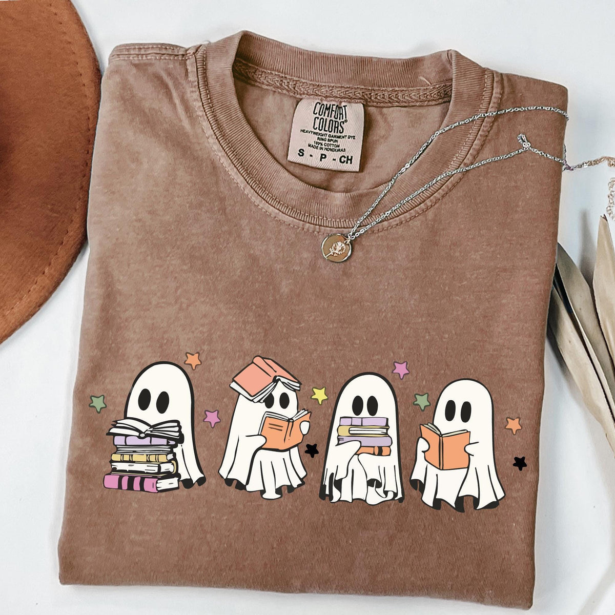 Ghosts Reading Books Shirt, Books Lover Ghost Gift, Cute Little Ghost Shirt, Womens Halloween Shirt, Spooky Season T-shirts, Comfort Colors®