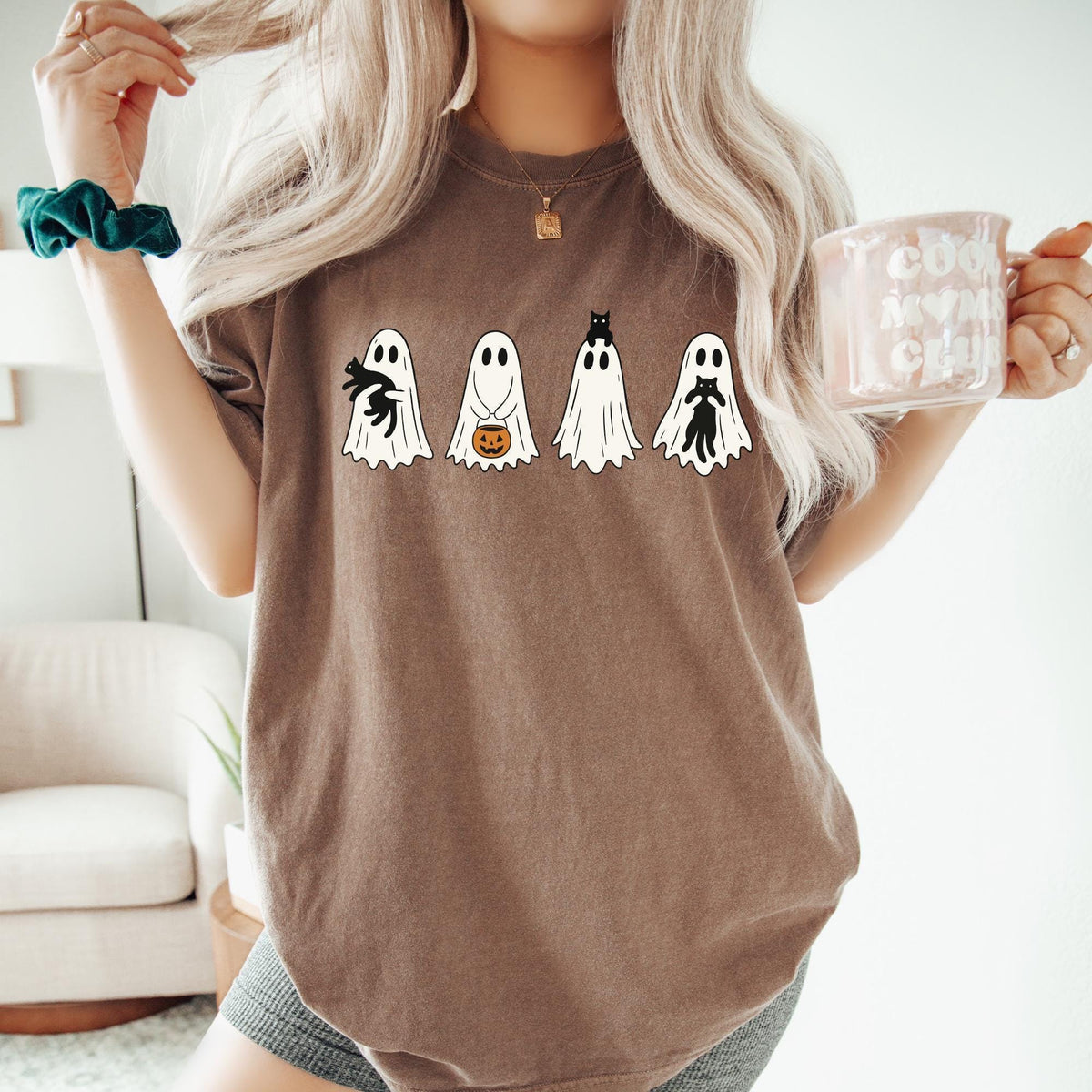 Comfort Colors® Cute Ghost Black Cats Halloween Shirt, Ghost Cat Halloween Shirts, Cat Lover Gifts, Halloween Gift Cats Owner, Spooky Season