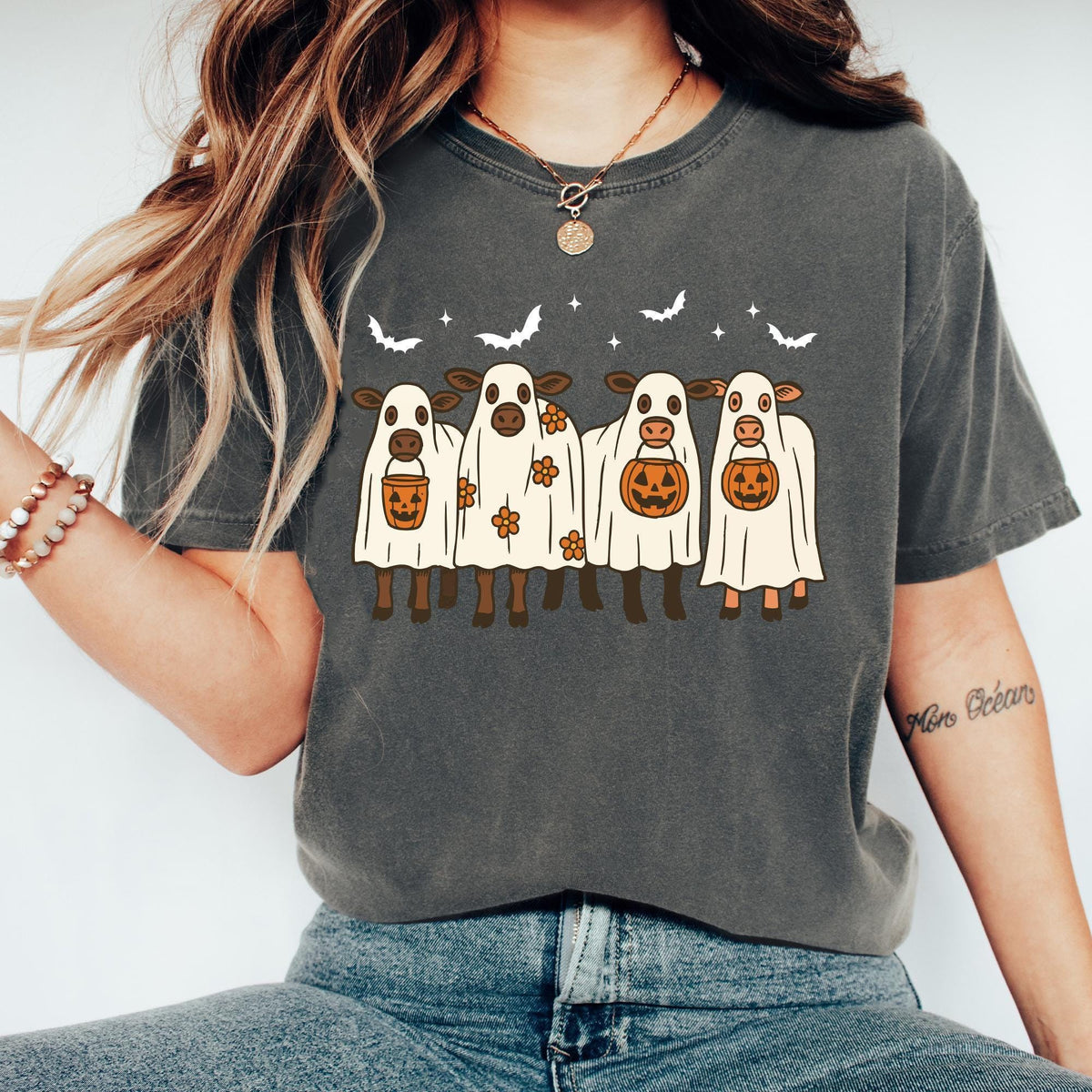 Comfort Colors® Ghost Cows Halloween Shirt, Halloween Ghost Cows Shirt, Halloween Animals, Ghost Shirt, Cow Lovers Halloween Gift, Cow Lover