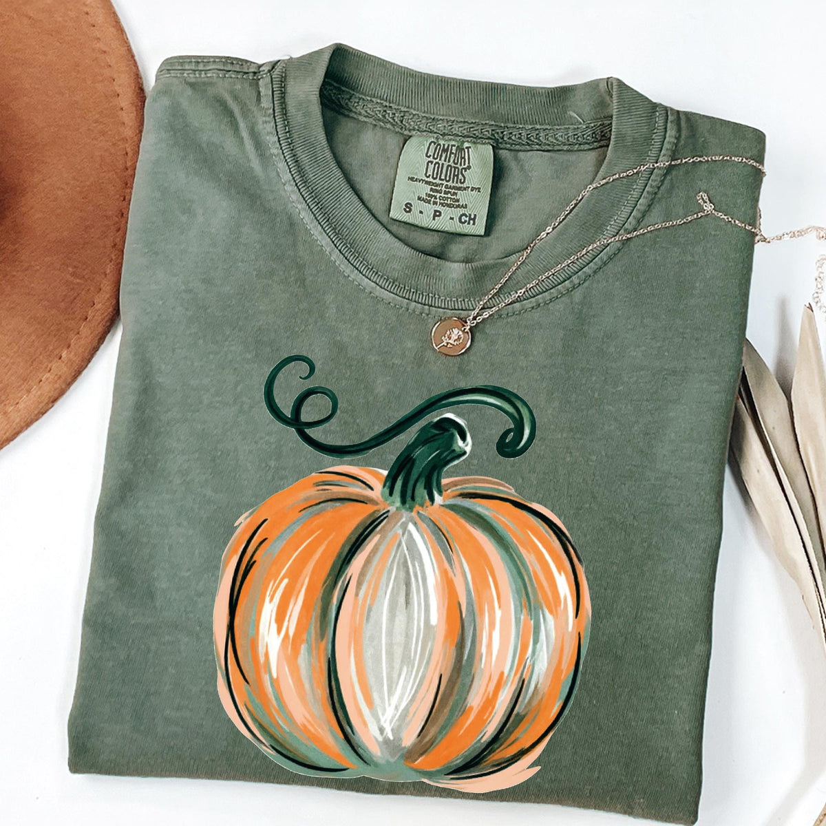 Comfort Colors® Pumpkin Shirt, Womens Halloween Shirt, Fall Graphic Tee, Thanksgiving gift, Watercolor Pumpkin Shirt, Pumpkin Patch T-shirts