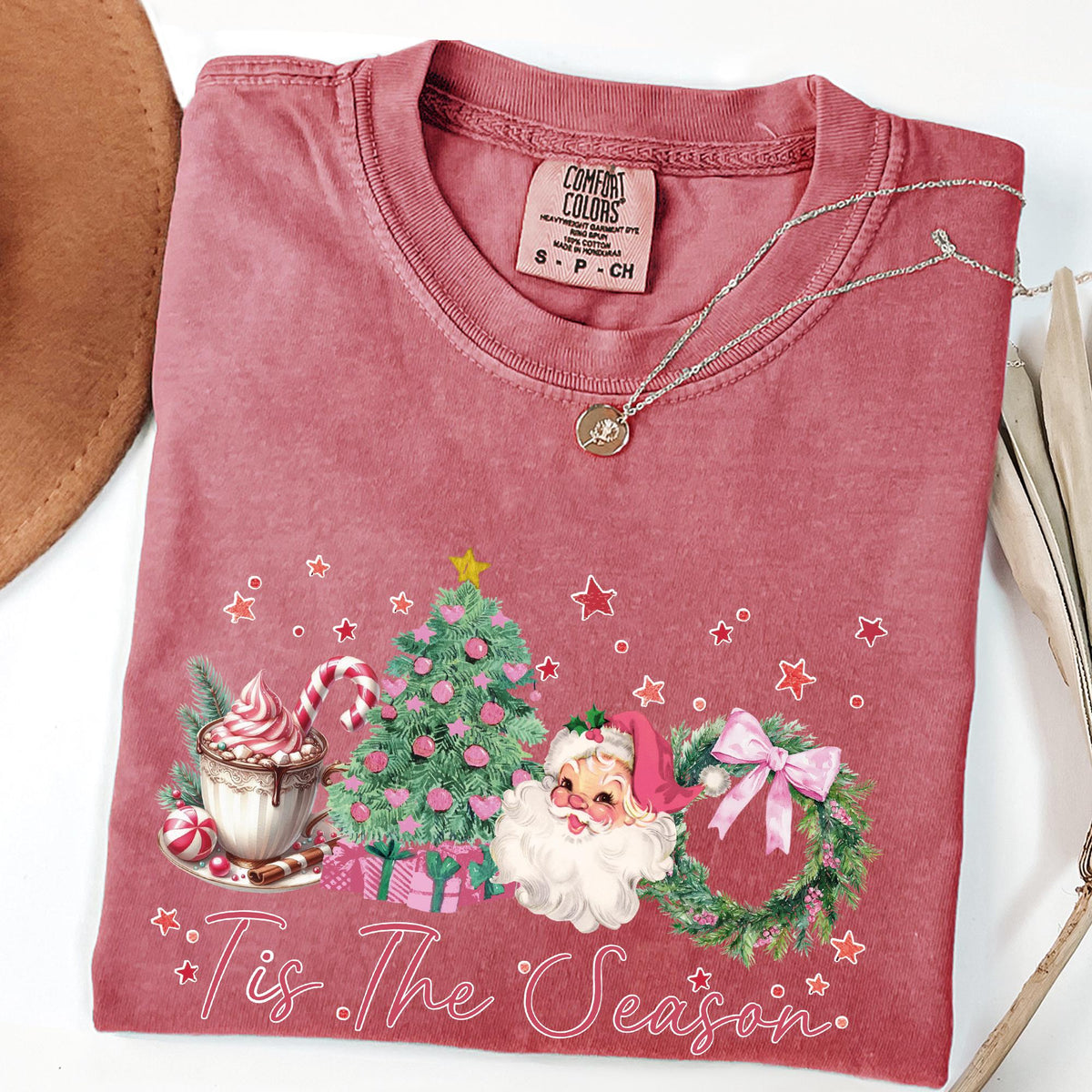 Tis The Season Sweatshirt Comfort Colors®, Coquette Bow Christmas Shirts, Retro Christmas Crewneck, Merry Christmas, Girly Christmas Sweater