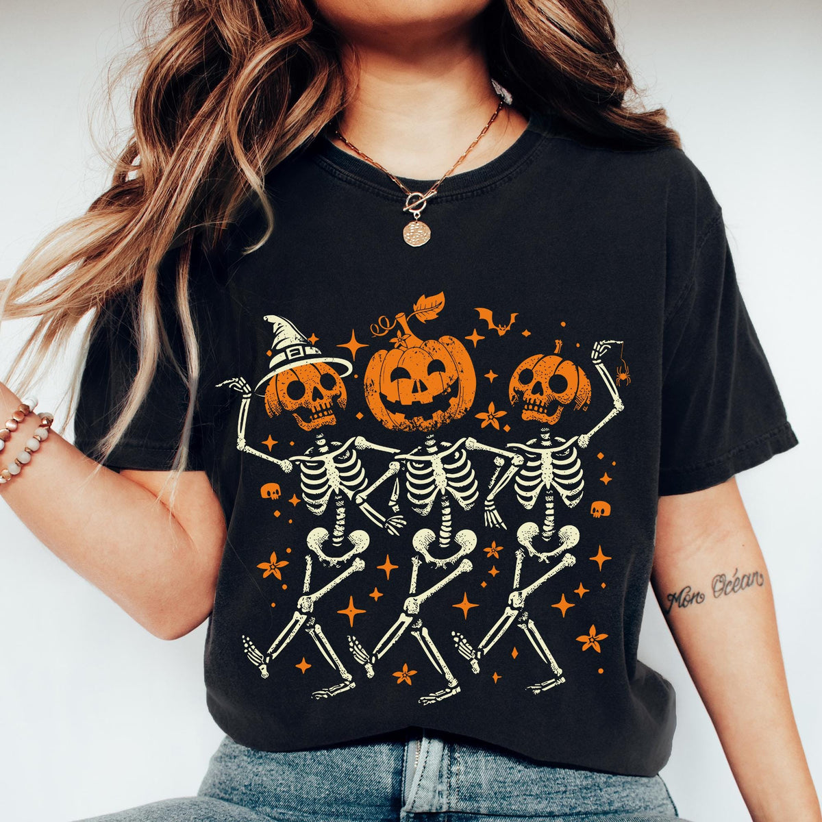 Comfort Colors® Pumpkin Skeleton Halloween Shirt, Pumpkin Halloween Shirts, Halloween Skeleton T-shirt, Pumpkin Shirt, Spooky Season T-Shirt