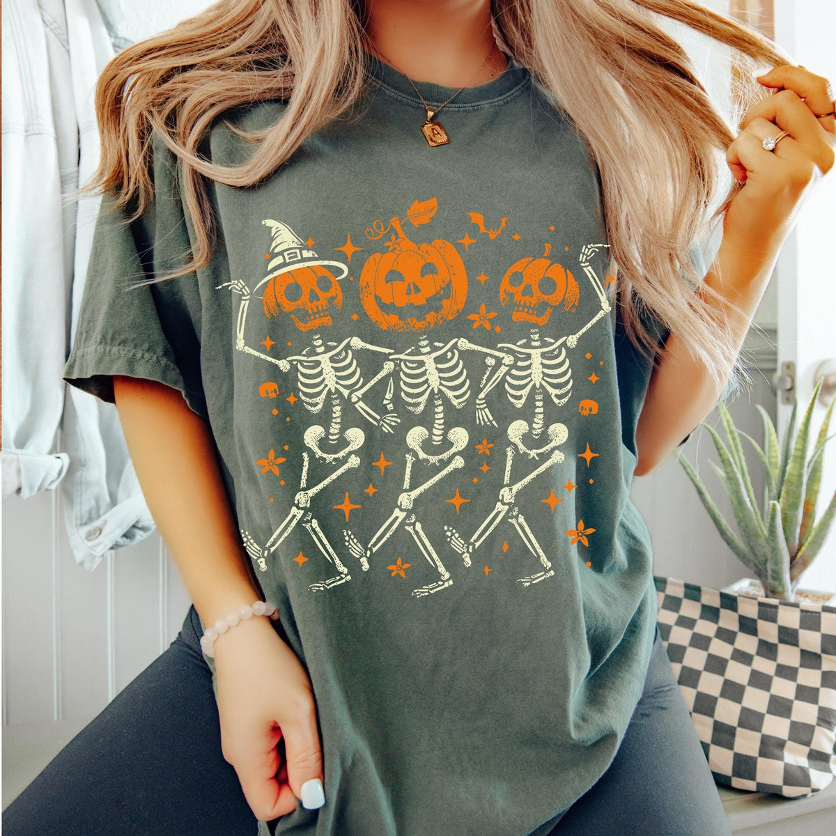 Comfort Colors® Pumpkin Skeleton Halloween Shirt, Pumpkin Halloween Shirts, Halloween Skeleton T-shirt, Pumpkin Shirt, Spooky Season T-Shirt