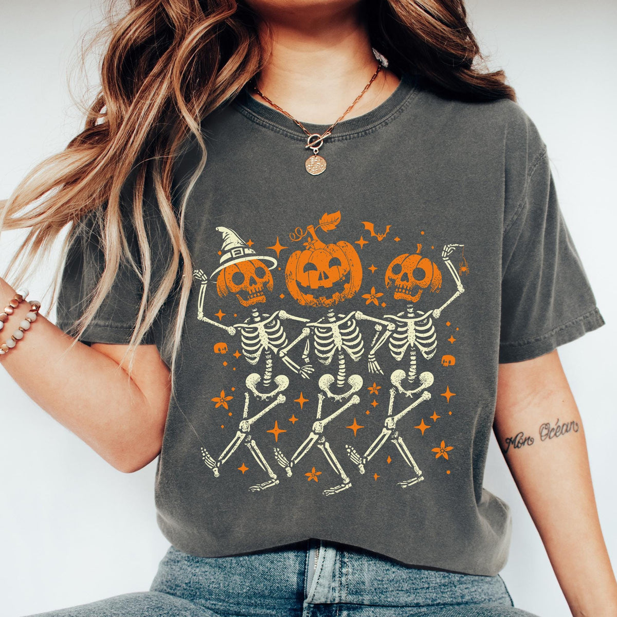 Comfort Colors® Pumpkin Skeleton Halloween Shirt, Pumpkin Halloween Shirts, Halloween Skeleton T-shirt, Pumpkin Shirt, Spooky Season T-Shirt