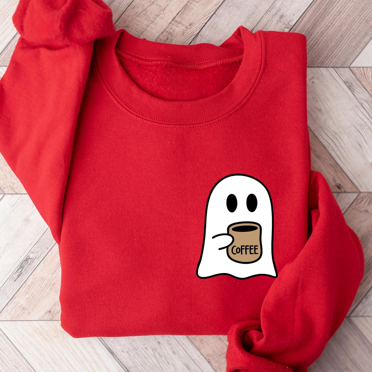 Cute Spooky Coffee Sweatshirt, Womens Ghost Sweatshirt, Spooky Season, Fall Coffee Lover Shirt, Fall Graphic Shirt, Halloween Party T-shirts