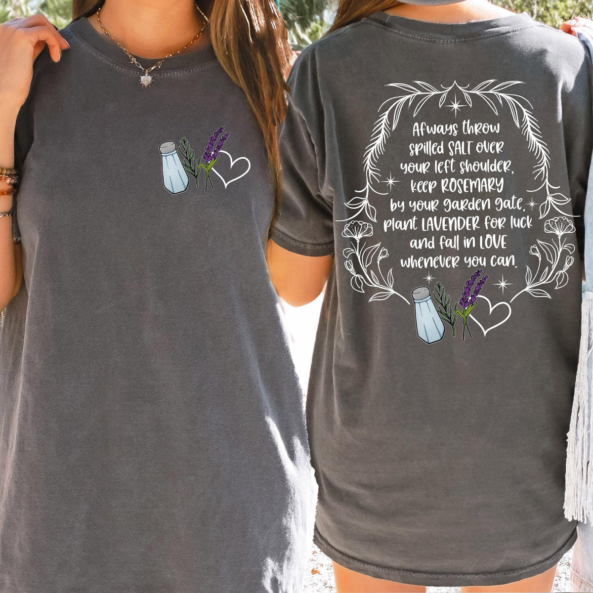 Salt Rosemary Lavender Love Front and Back Sweatshirt, Practical Magic Sweatshirt, Magic Spell Hoodie, Witchy T-shirts, Halloween Sweatshirt