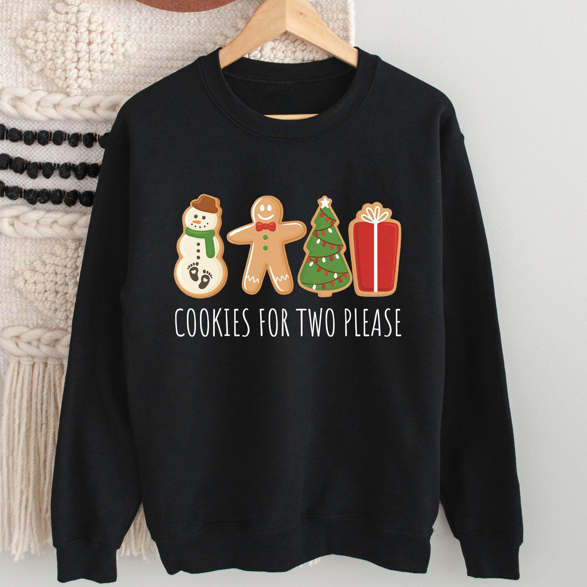 Christmas Cookies For Two Please Pregnancy Announcement Christmas Sweatshirt, Maternity Christmas Shirt, Pregnancy Reveal Christmas Sweaters