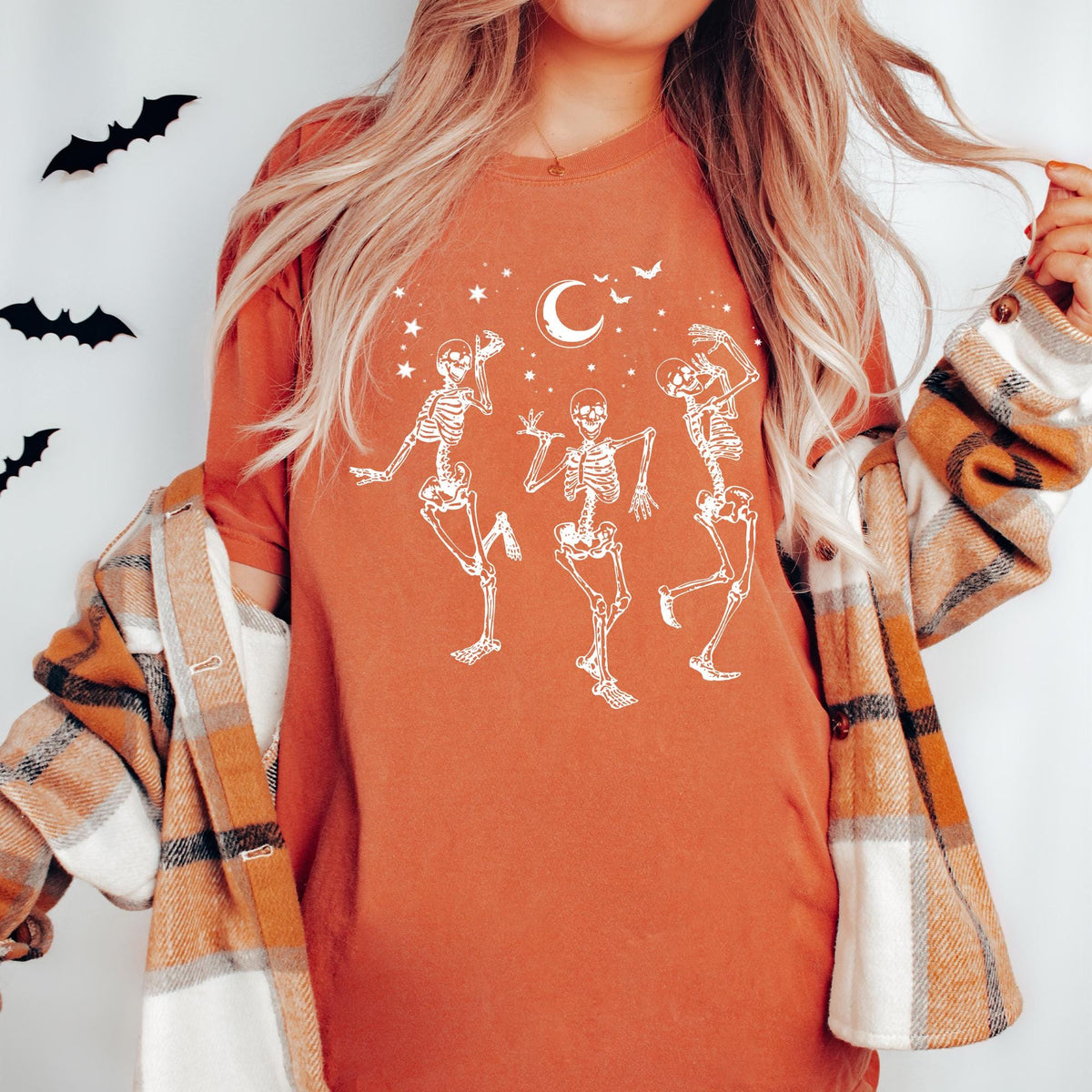 Dancing Skeleton Shirt, Womens Halloween Shirt, Skeleton Halloween Shirt, Skull Halloween Shirt, Fall Graphic T-shirt, Cute Halloween Outfit