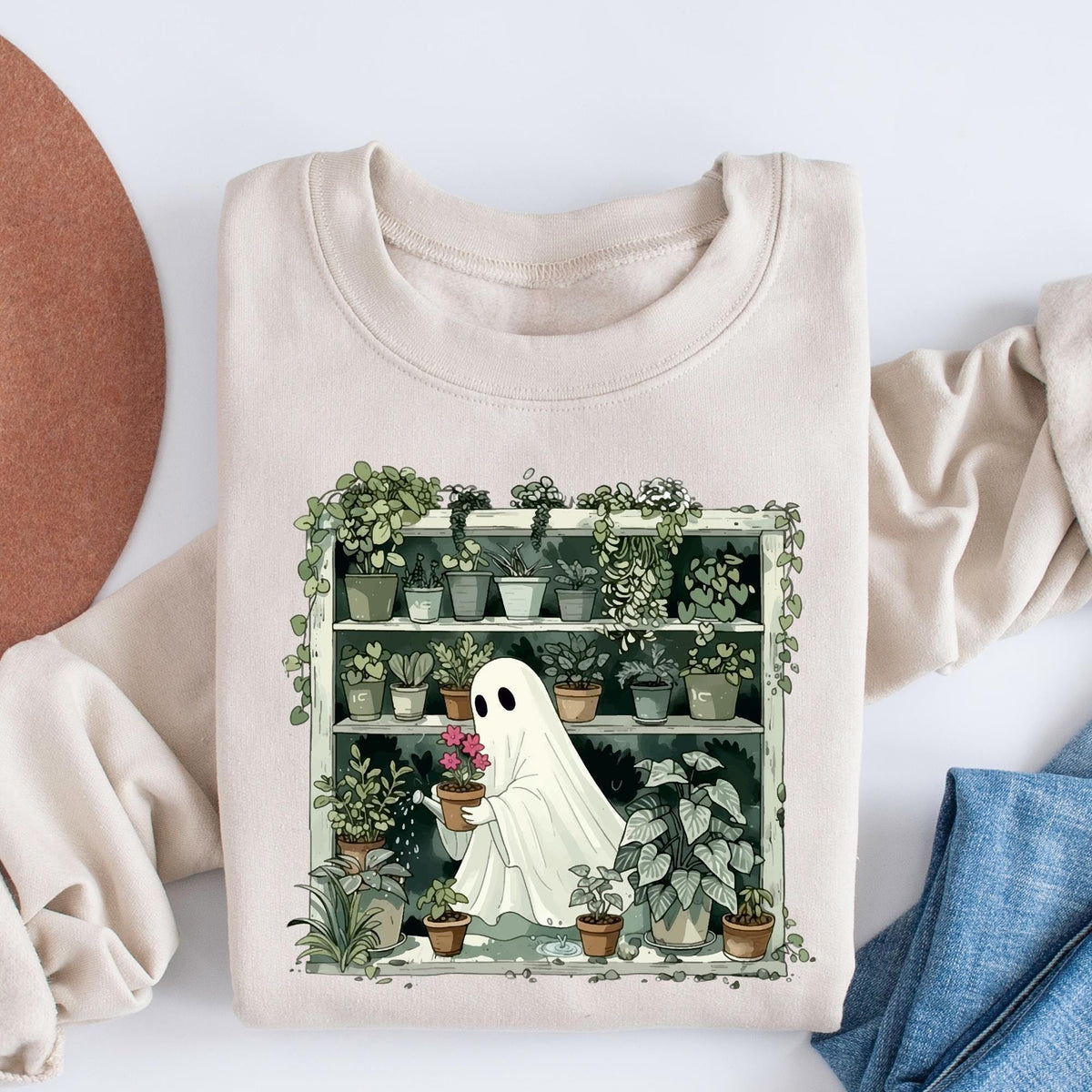 Funny Plant Ghost Sweatshirt, Halloween Plant Lady Shirt, Plant Lover Gift, Ghost Crewneck Sweatshirt, Spooky Gardener T-shirt, Plant Ladies