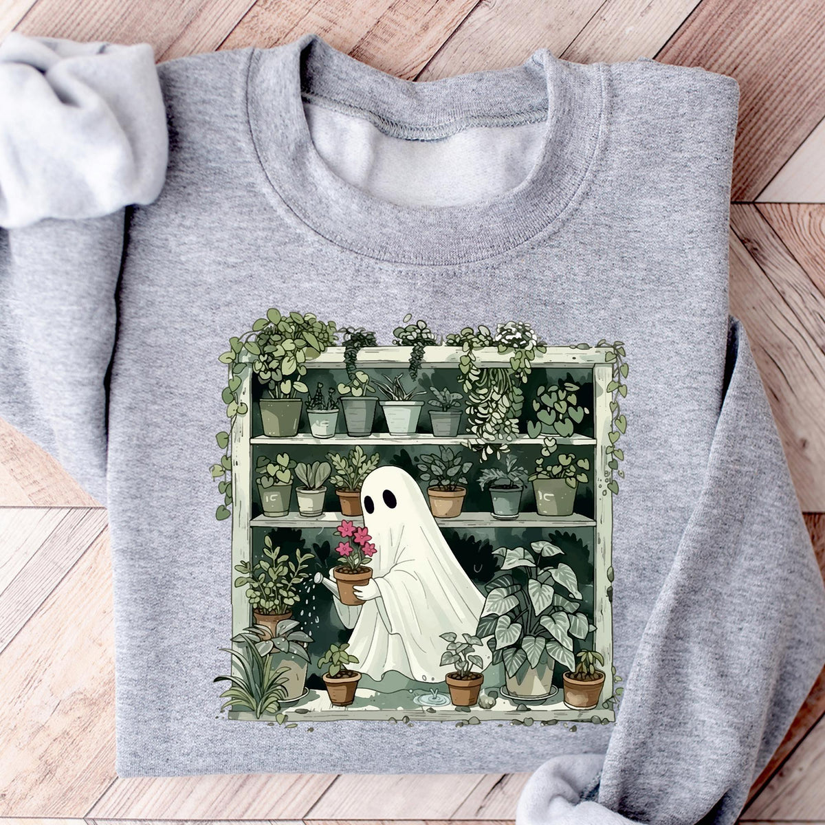 Funny Plant Ghost Sweatshirt, Halloween Plant Lady Shirt, Plant Lover Gift, Ghost Crewneck Sweatshirt, Spooky Gardener T-shirt, Plant Ladies