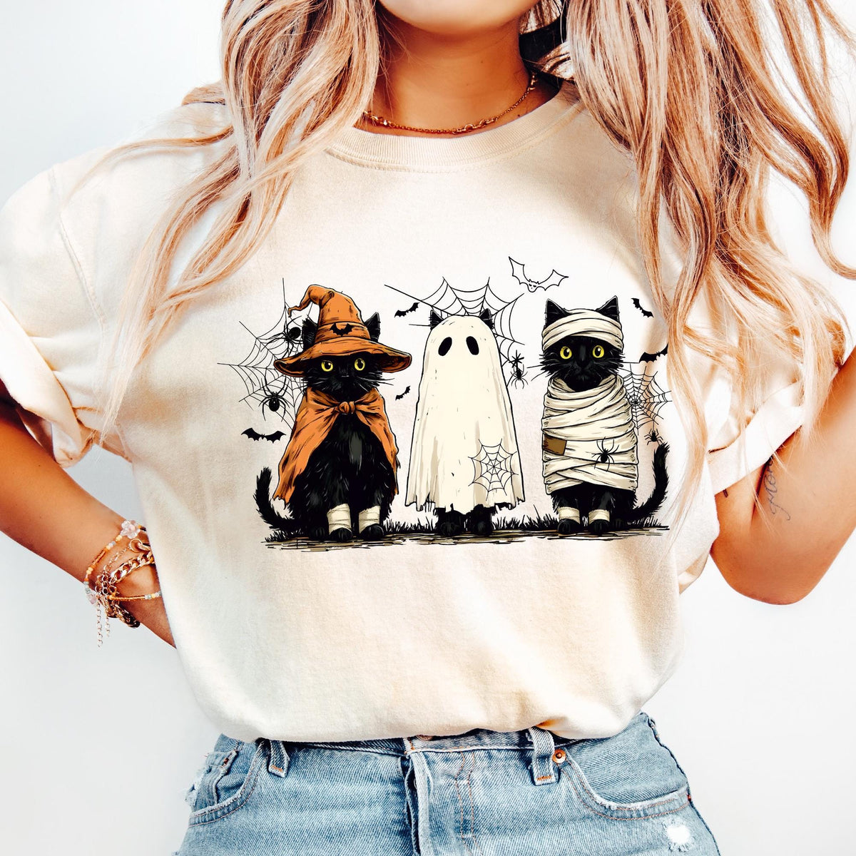 Black Cat Pumpkin Sweatshirt, Ghots Cat T-shirt, Gothic Halloween Cat Mama T-shirt, Autumn Black Cat Sweatshirt, Retro Halloween Shirt, Fall