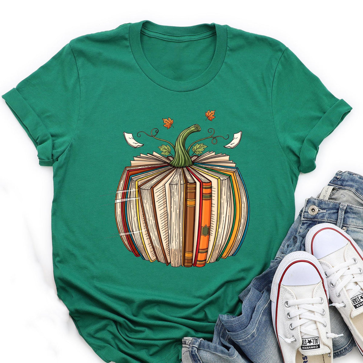 Fall Book Pumpkin Halloween Teacher T-Shirt, Librarian Gift, Halloween Book Lover Shirt, Fall Bookish Shirt, Pumpkin Book Shirt, Pumpkin Tee
