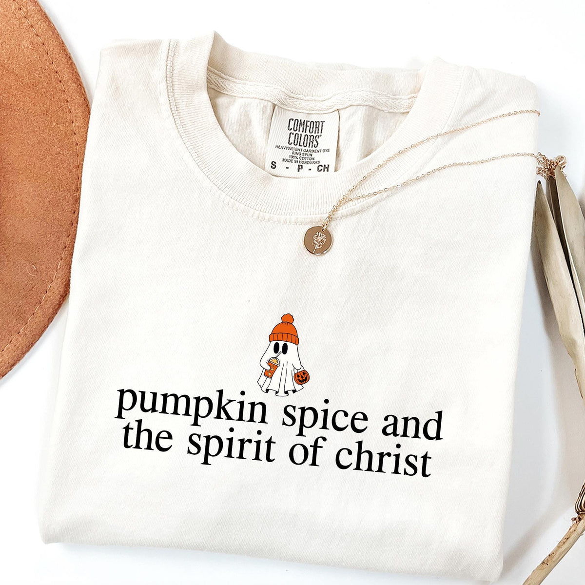 Christian Halloween Shirt, Cute Ghost Pumpkin Spice Coffee, Fall Jesus Shirts, Bible Verse Shirt, Womens Faith Apparel Gift, Comfort Colors®