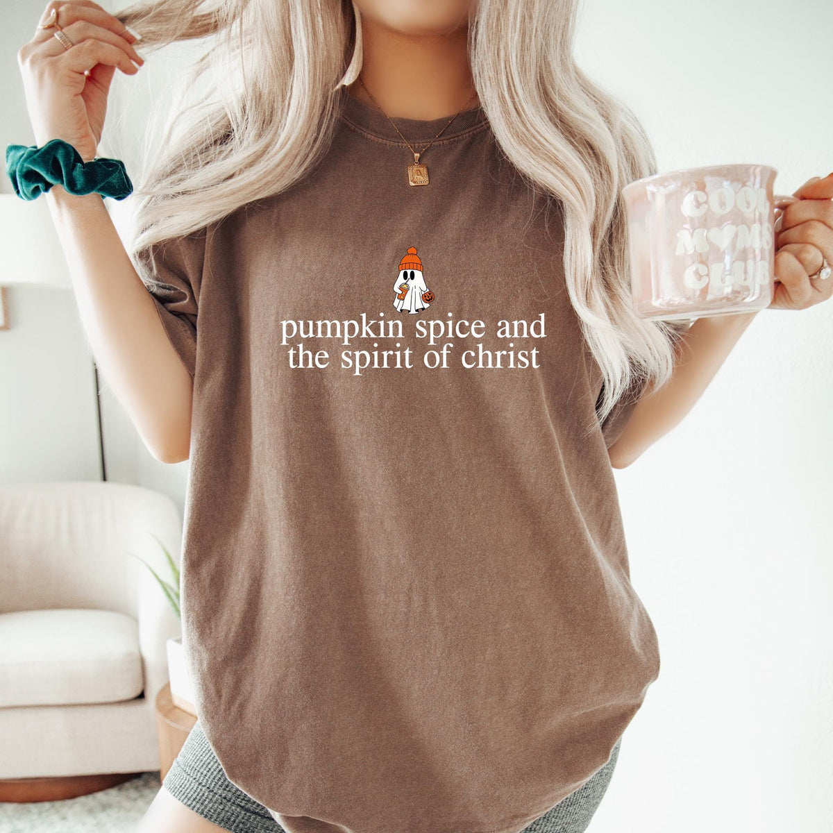 Christian Halloween Shirt, Cute Ghost Pumpkin Spice Coffee, Fall Jesus Shirts, Bible Verse Shirt, Womens Faith Apparel Gift, Comfort Colors®