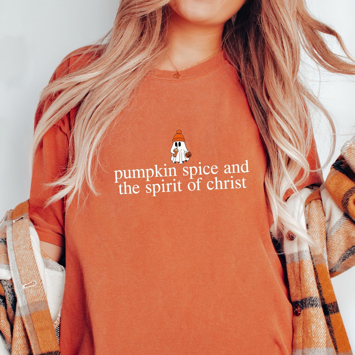 Christian Halloween Shirt, Cute Ghost Pumpkin Spice Coffee, Fall Jesus Shirts, Bible Verse Shirt, Womens Faith Apparel Gift, Comfort Colors®