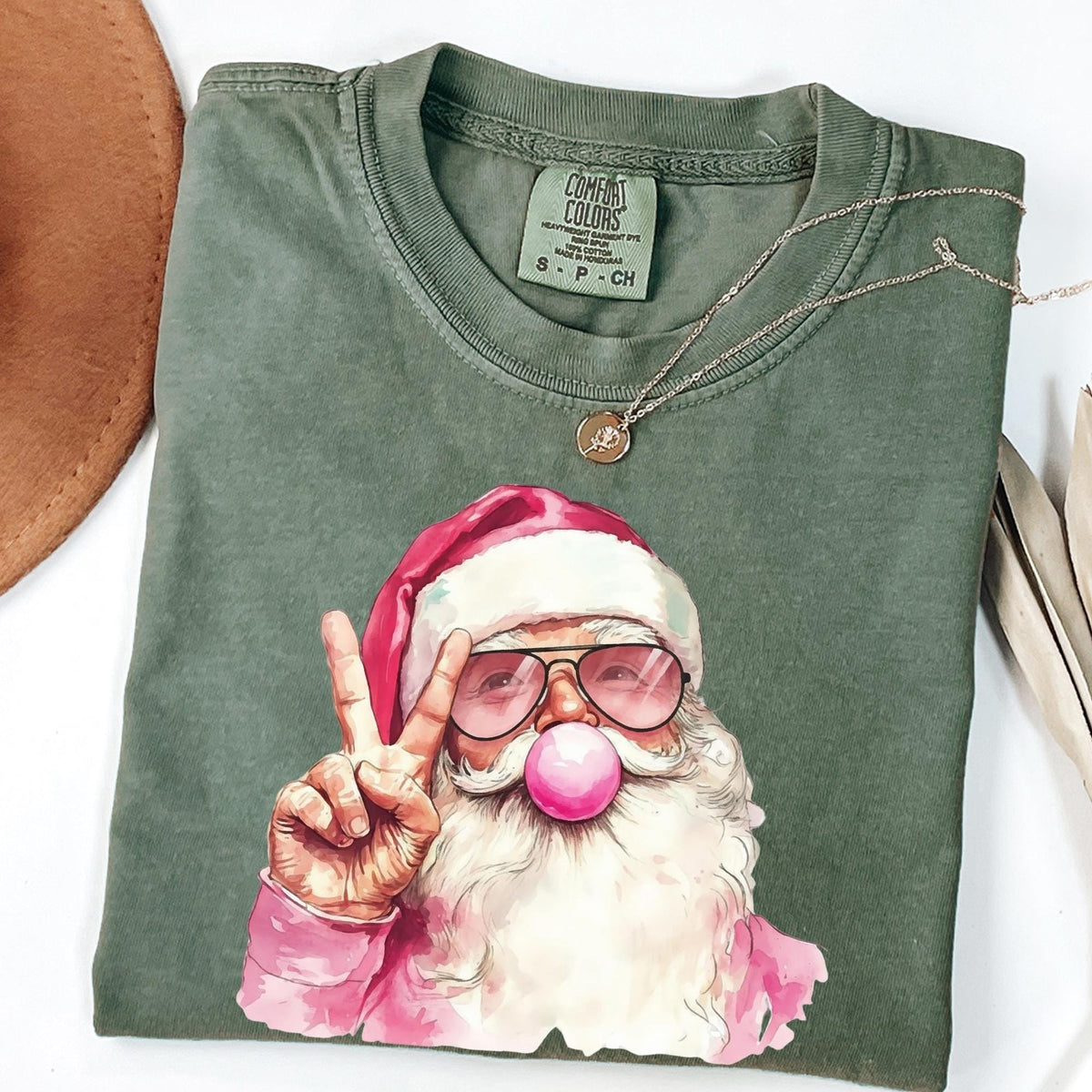 Comfort Colors® Santa Shirt, Blowing Bubble Christmas Shirt, Santa Christmas Tee, Funny Christmas Shirt, Christmas Santa Tee, Christmas Gift