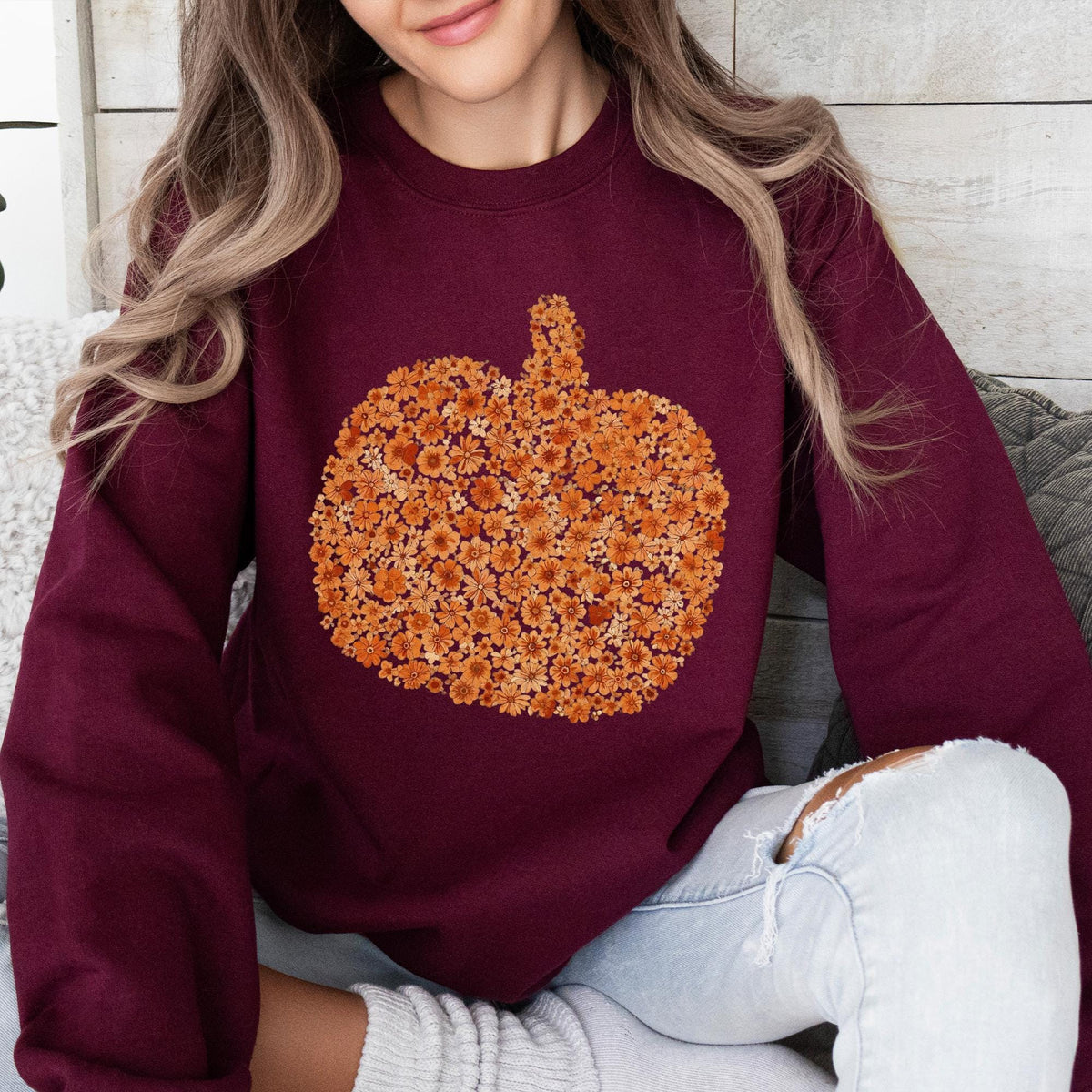 Pumpkin Shirt for Women, Fall Sweater, Thanksgiving Shirt Women, Floral Thankful Shirt, Pumpkin Sweatshirt, Thanksgiving Gift, Halloween Tee