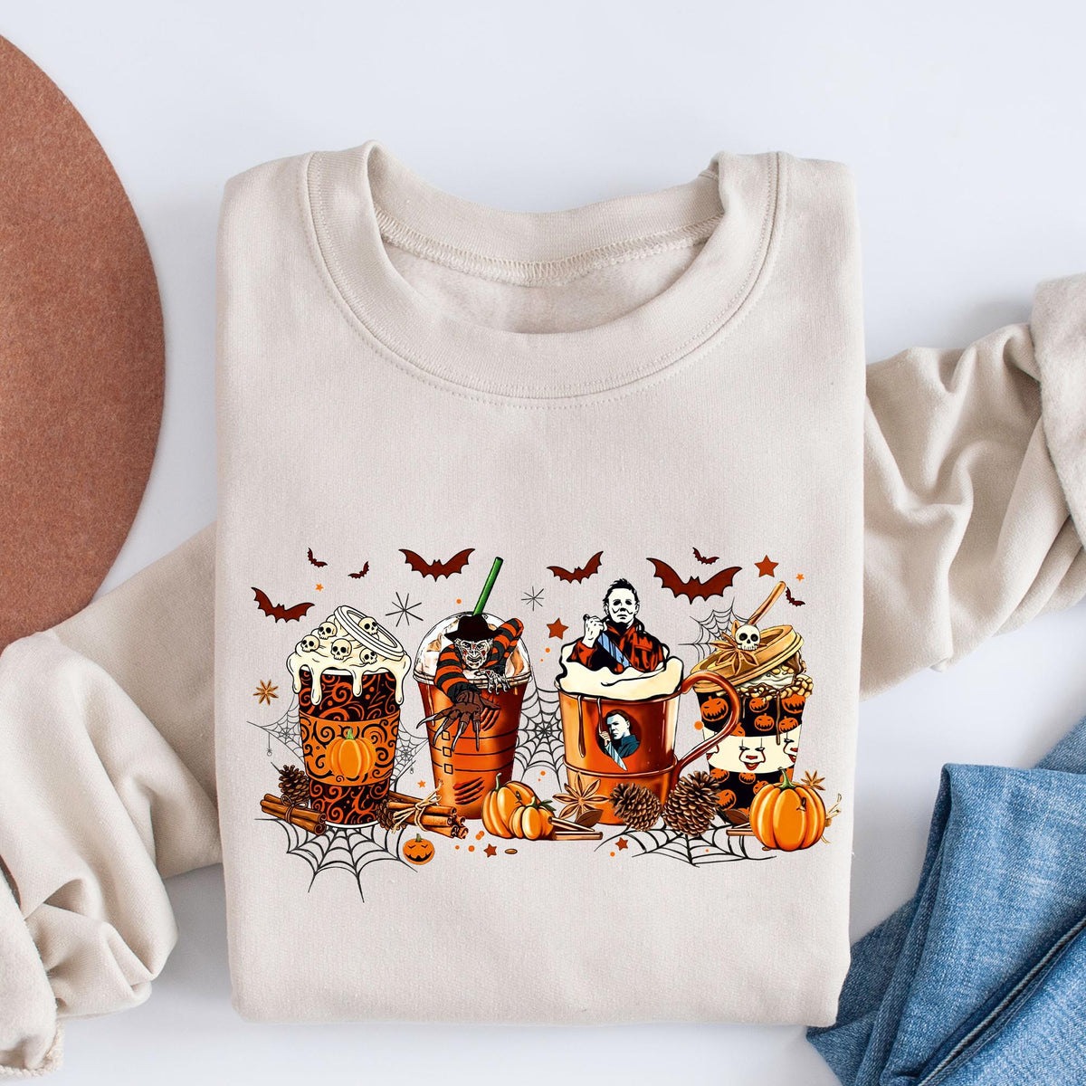 Skeleton Coffee Cups Sweatshirt, Coffee Cups Sweatshirt, Skull Coffee Cup Sweatshirt, Coffee Lover Sweatshirt, Skeleton Halloween Sweatshirt