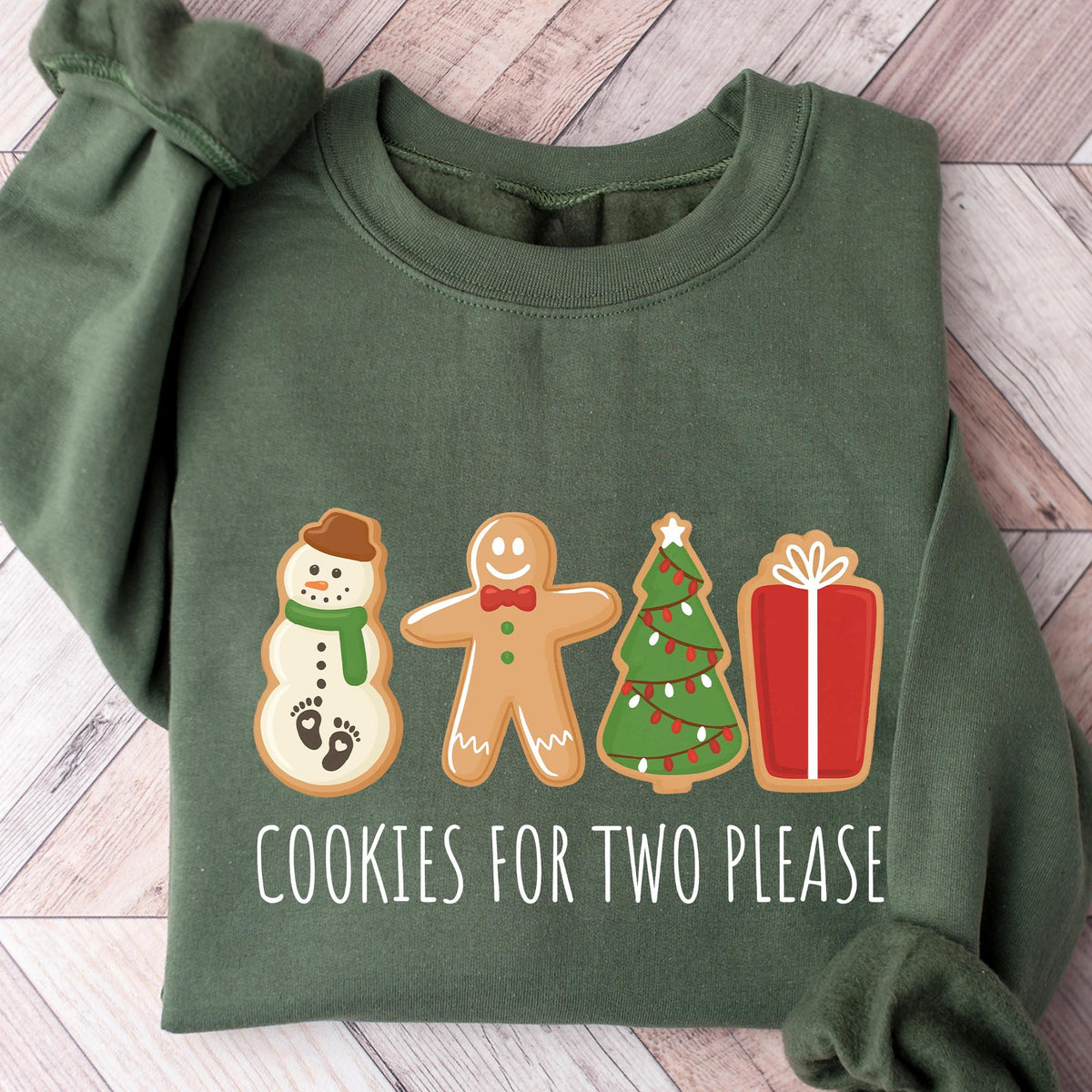 Christmas Cookies For Two Please Pregnancy Announcement Christmas Sweatshirt, Maternity Christmas Shirt, Pregnancy Reveal Christmas Sweaters