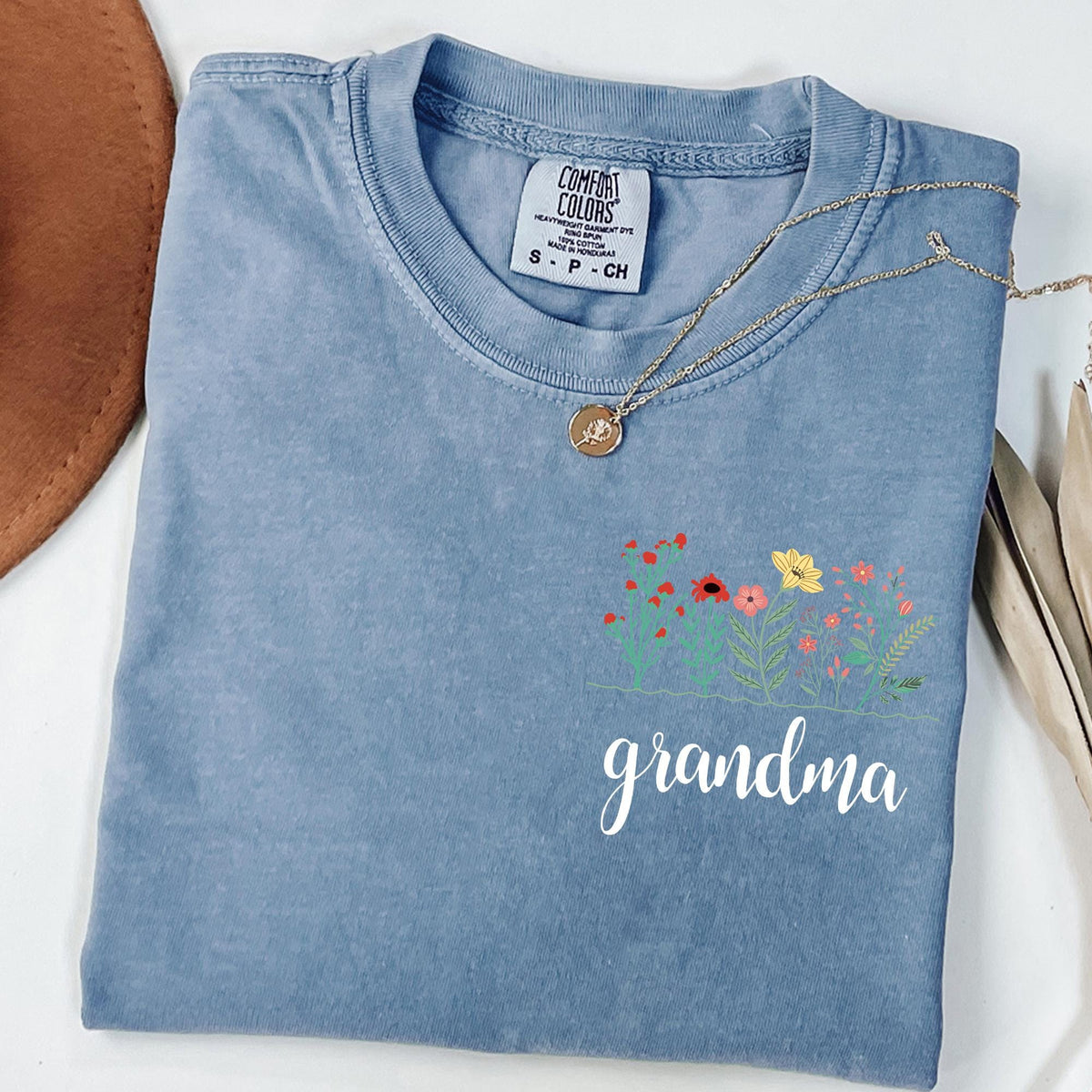 Comfort Colors® Personalize Floral Grandma Shirt, Mothers Day Gift For Grandma, New Nana Shirt, Gigi Mimi Shirt, Nana Shirt, Granny T-shirts