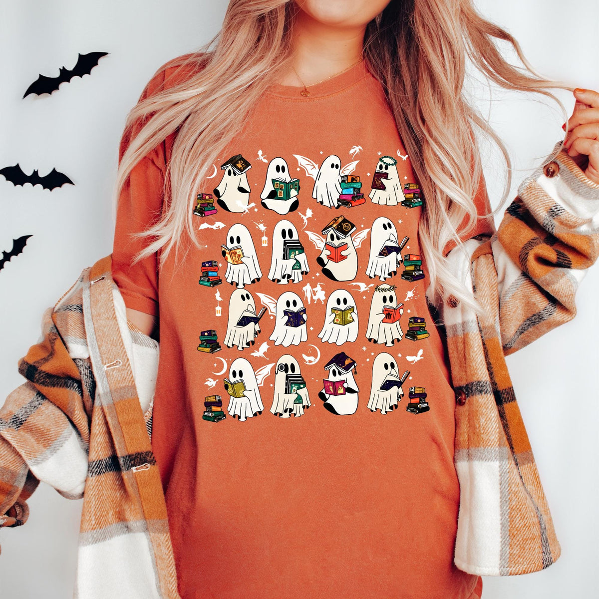 Retro Ghost Book Fantasy Series Shirt, Halloween Book Shirt, Bookish Ghost, Halloween Gift For Book Lover Halloween Library, Comfort Colors®