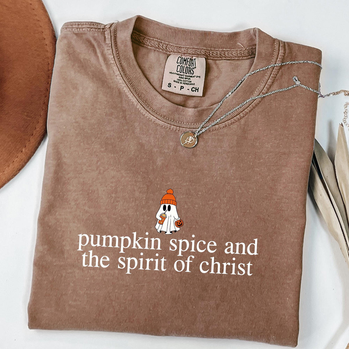 Christian Halloween Shirt, Cute Ghost Pumpkin Spice Coffee, Fall Jesus Shirts, Bible Verse Shirt, Womens Faith Apparel Gift, Comfort Colors®