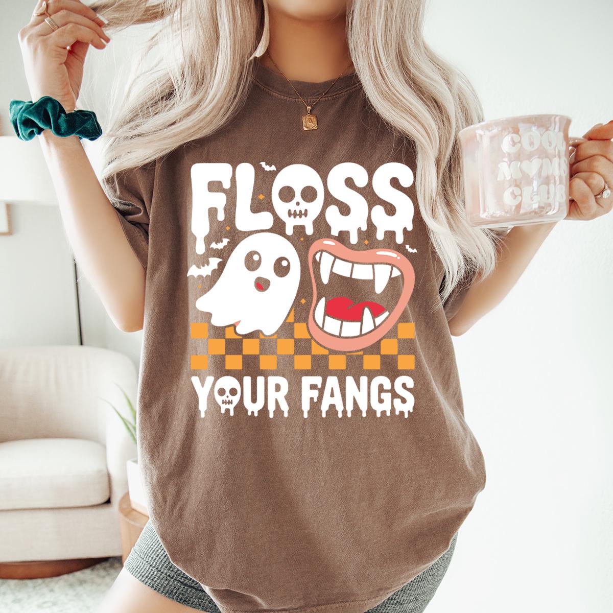 Dental Halloween Shirt, Funny Dental Hygienist Tee, Floss Your Fangs Tee, Halloween Assistant Tec Tee, Gift For Dental Tech, Comfort Colors®