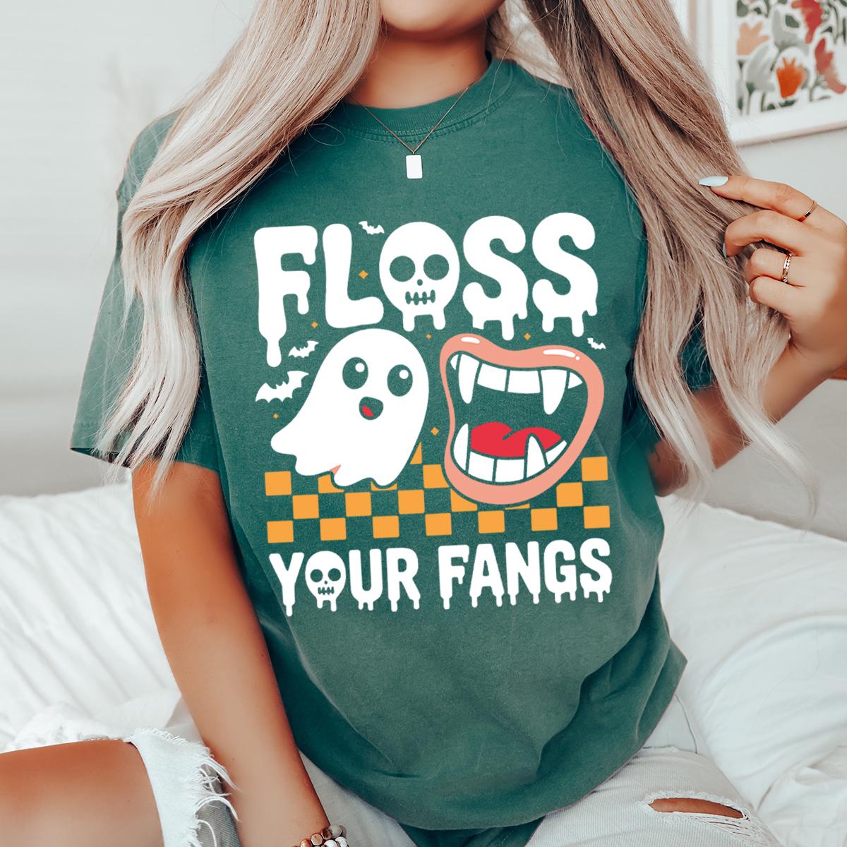 Dental Halloween Shirt, Funny Dental Hygienist Tee, Floss Your Fangs Tee, Halloween Assistant Tec Tee, Gift For Dental Tech, Comfort Colors®