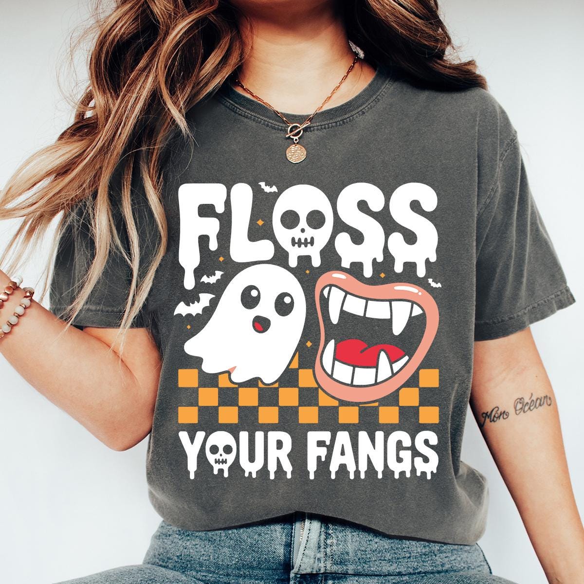 Dental Halloween Shirt, Funny Dental Hygienist Tee, Floss Your Fangs Tee, Halloween Assistant Tec Tee, Gift For Dental Tech, Comfort Colors®