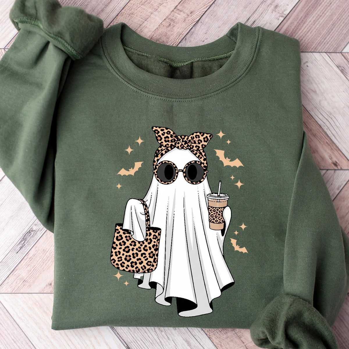 Ghost Sweatshirt, Leopard Ghost Tee, Ghost Coffee Shirt, Funny Fall Shirt, Ghost Tee, Girly Halloween Gift, Halloween Costume, Spooky Season