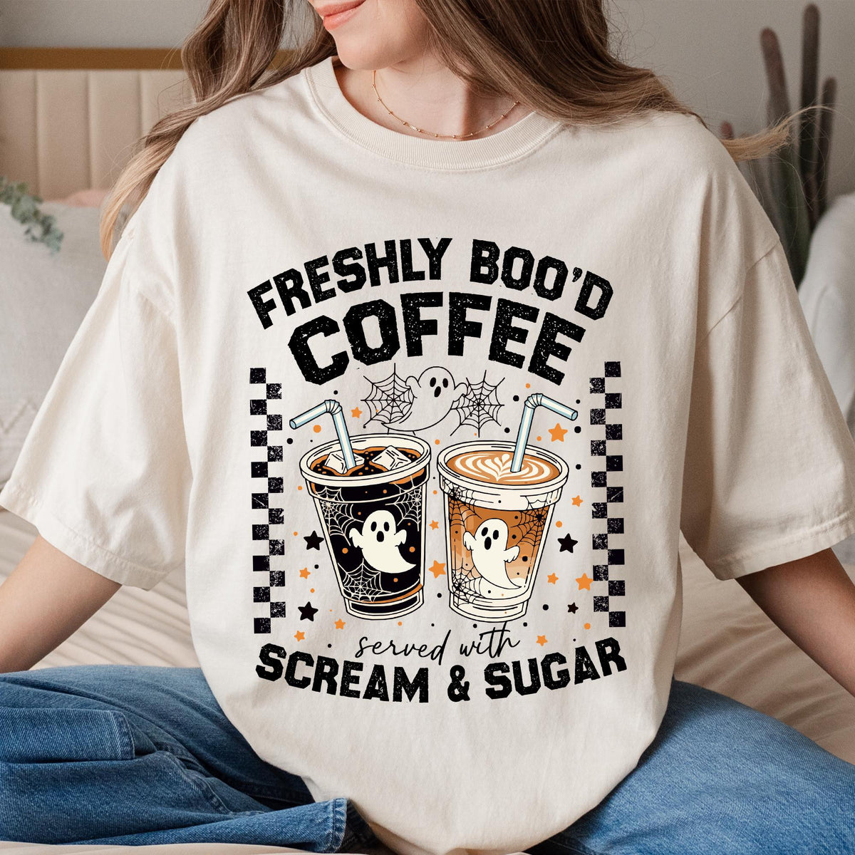 Halloween Tee, Comfort Colors® Ghost Halloween Coffee Cute Ghost Shirt, Halloween Tee, Boo Comfort Colors®, Coffee Tee,Funny Halloween Shirt
