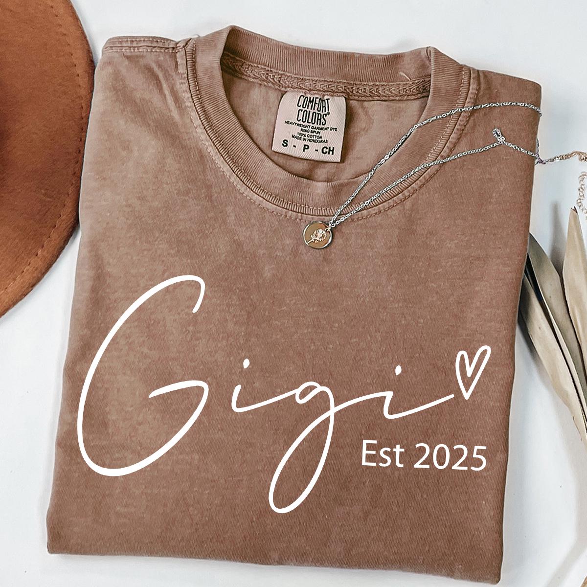 Gigi Est Shirt, Mothers Day Gift For Grandma, New Nana Announcement, Granny Shirt, Mimi Shirts, Nonny Shirt, Grammy T-shirt, Comfort Colors®