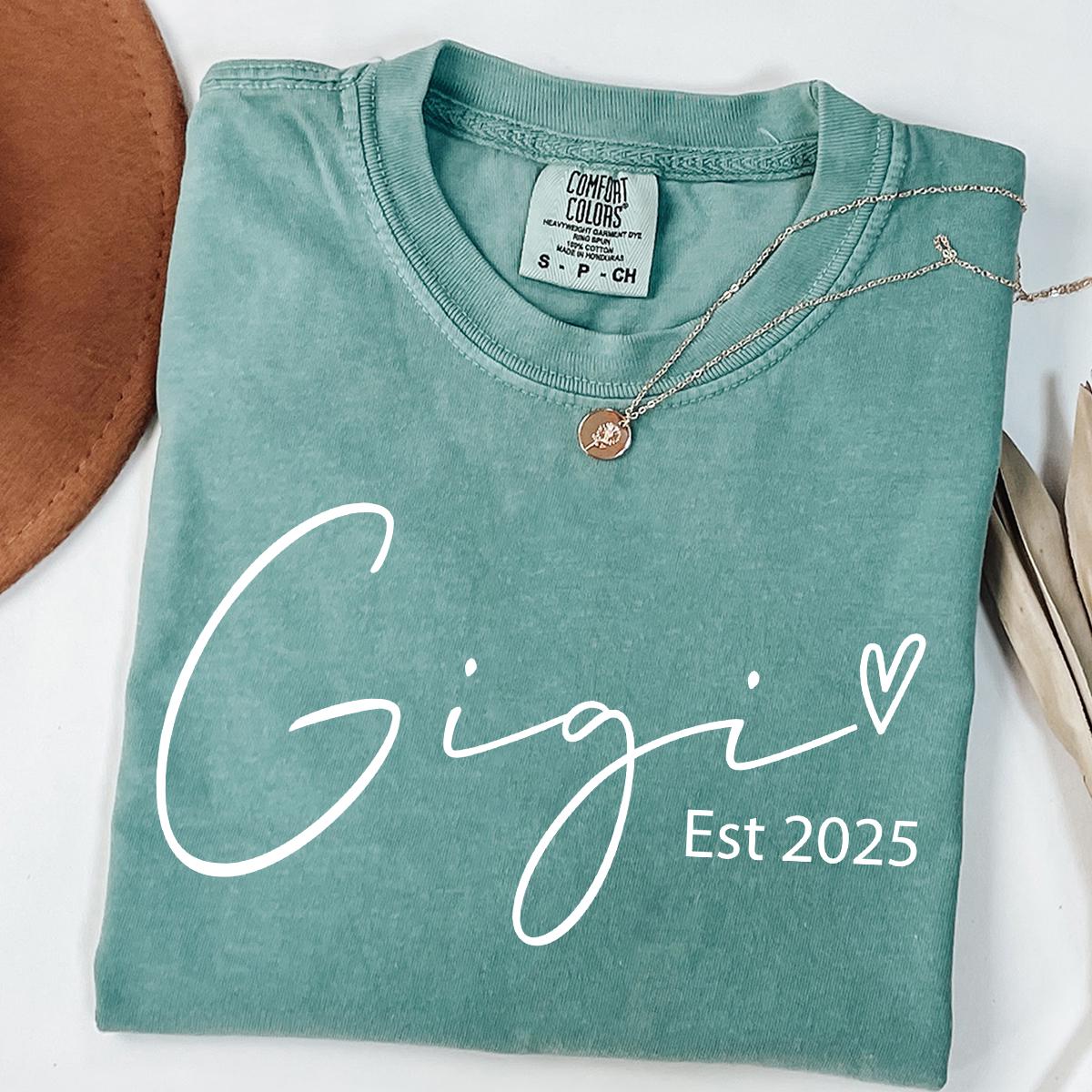 Gigi Est Shirt, Mothers Day Gift For Grandma, New Nana Announcement, Granny Shirt, Mimi Shirts, Nonny Shirt, Grammy T-shirt, Comfort Colors®