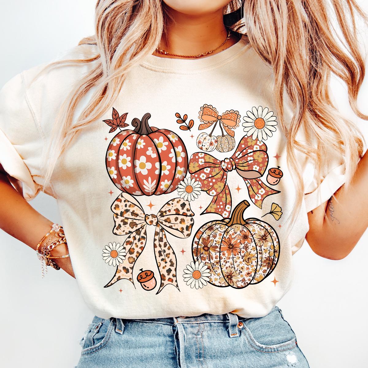 Comfort Colors® Floral Pumpkin Shirt, Floral Coquette Shirt, Fall Pumpkin Shirt, Autumn Shirt, Fall Girly Shirt, Thanksgiving,Tis the season
