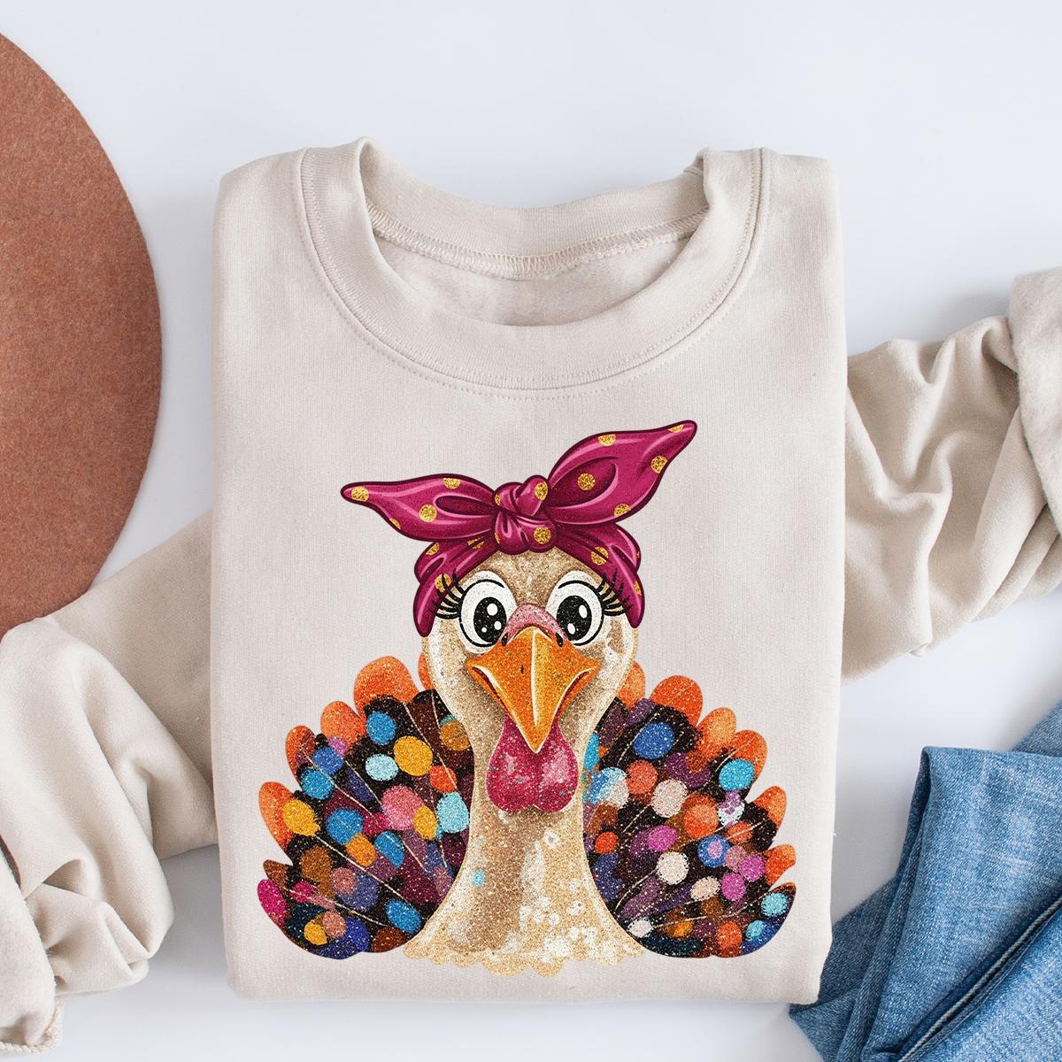 Thanksgiving Girls Shirt, Coquette Turkey at the Table shirt, Girls Shirt, Turkey Shirts for Thanksgiving Girls, Toddler Thanksgiving Shirts