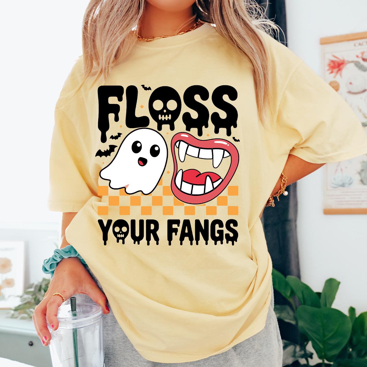 Dental Halloween Shirt, Funny Dental Hygienist Tee, Floss Your Fangs Tee, Halloween Assistant Tec Tee, Gift For Dental Tech, Comfort Colors®
