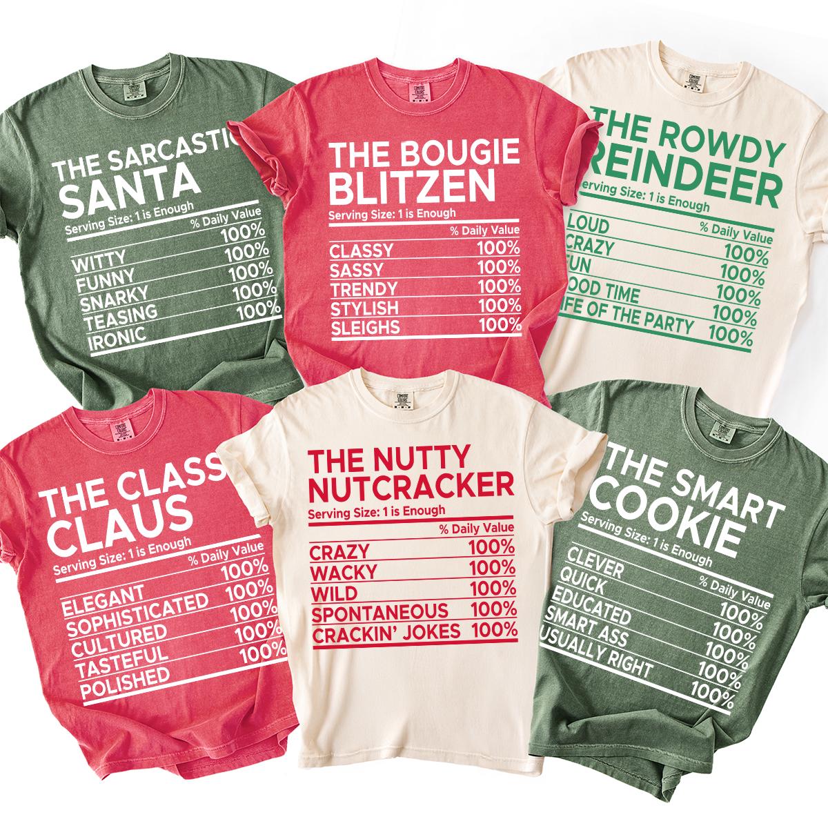 Funny Family Christmas Shirts, Group Matching Christmas Nutrition Facts Label T-shirt, Custom Family Holiday Party Tee 2025, Comfort Colors®