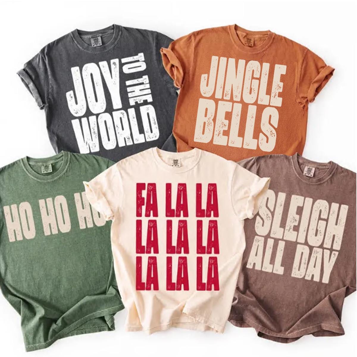Christmas Shirt, Preppy Retro Christmas Shirt, Jingle Bells, Joy to the World, Fa La La, Sleigh All Day, Holiday Gift Shirt, Comfort Colors®