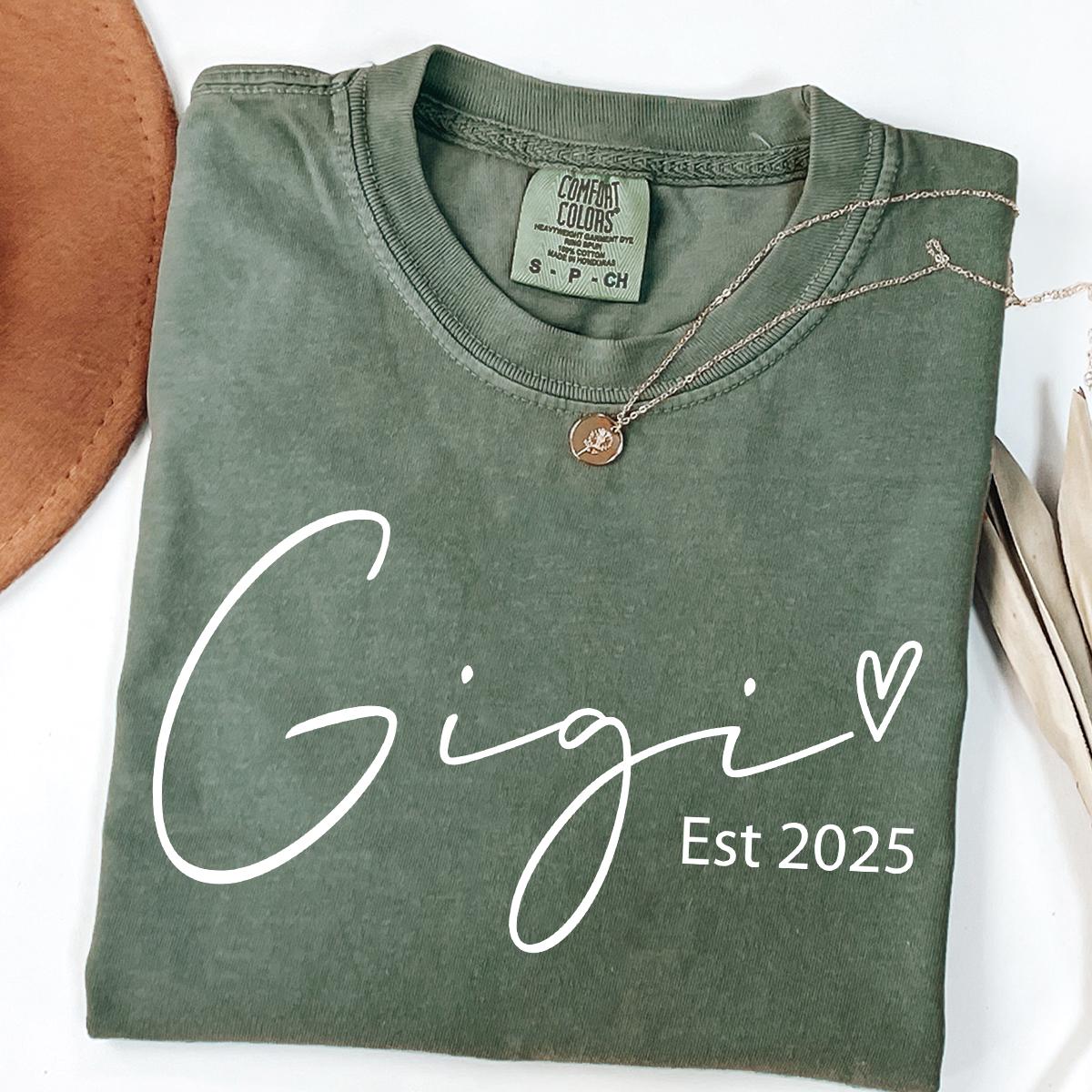 Gigi Est Shirt, Mothers Day Gift For Grandma, New Nana Announcement, Granny Shirt, Mimi Shirts, Nonny Shirt, Grammy T-shirt, Comfort Colors®