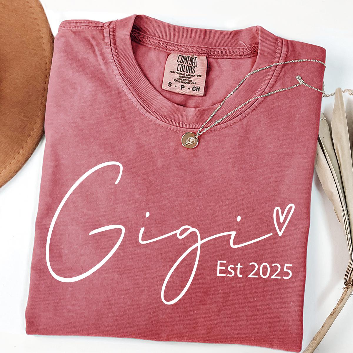 Gigi Est Shirt, Mothers Day Gift For Grandma, New Nana Announcement, Granny Shirt, Mimi Shirts, Nonny Shirt, Grammy T-shirt, Comfort Colors®
