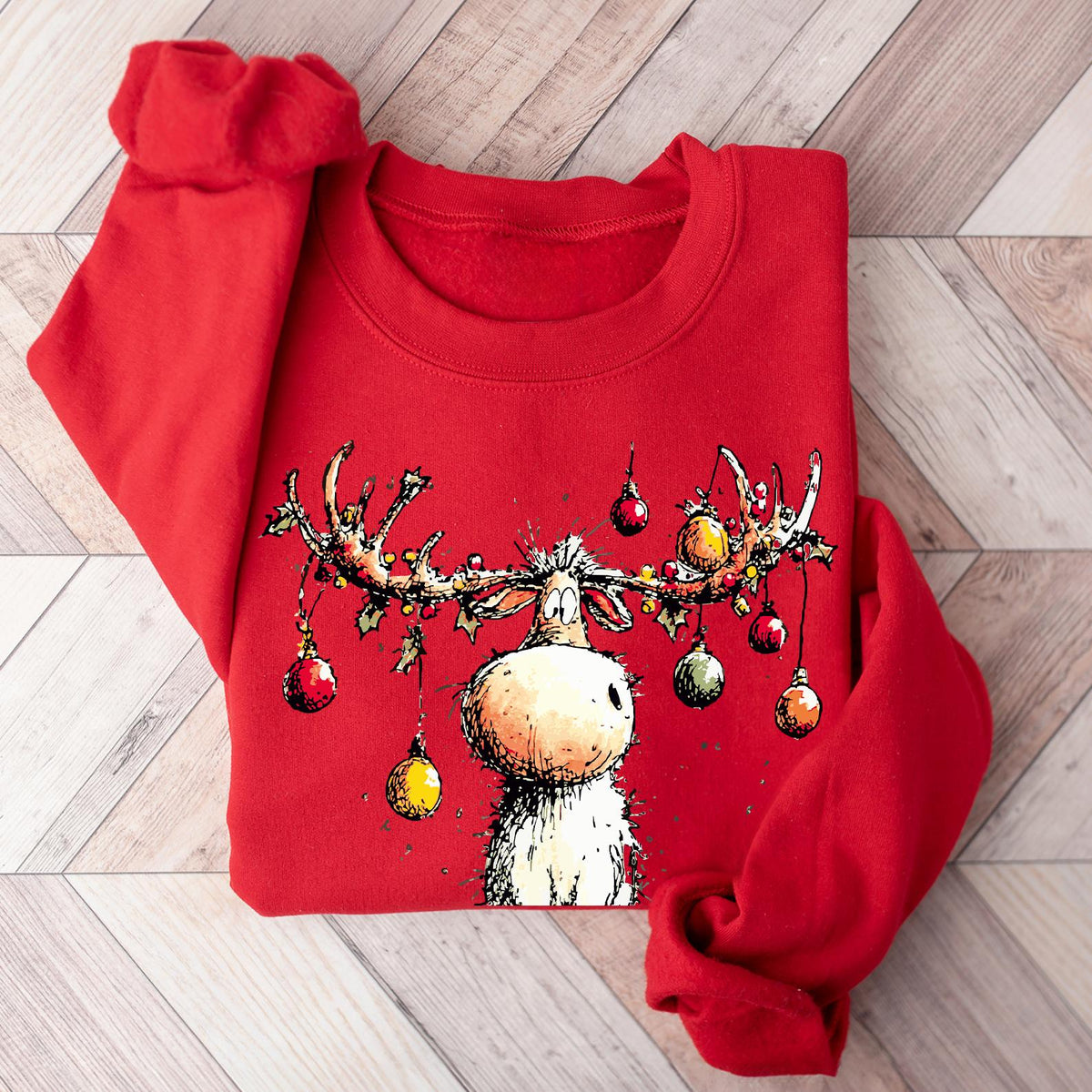 Vintage Reindeer Sweatshirt, Cute Christmas Sweatshirt, Retro Reindeer Sweatshirt, Christmas Reindeer Sweatshirt, Merry Christmas Sweatshirt