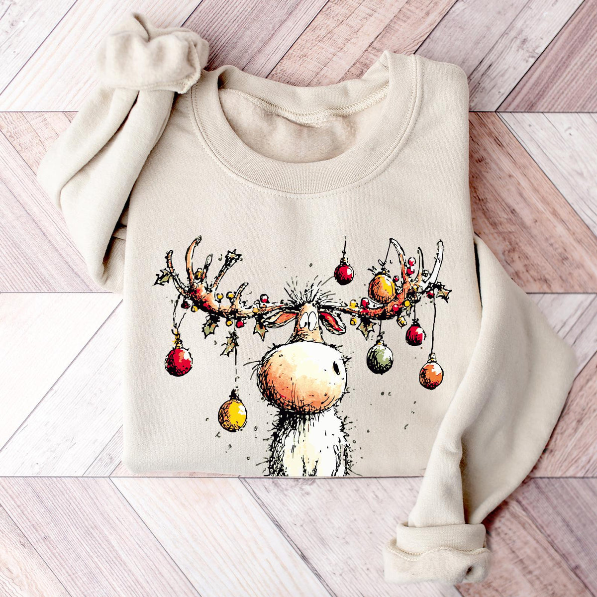 Vintage Reindeer Sweatshirt, Cute Christmas Sweatshirt, Retro Reindeer Sweatshirt, Christmas Reindeer Sweatshirt, Merry Christmas Sweatshirt
