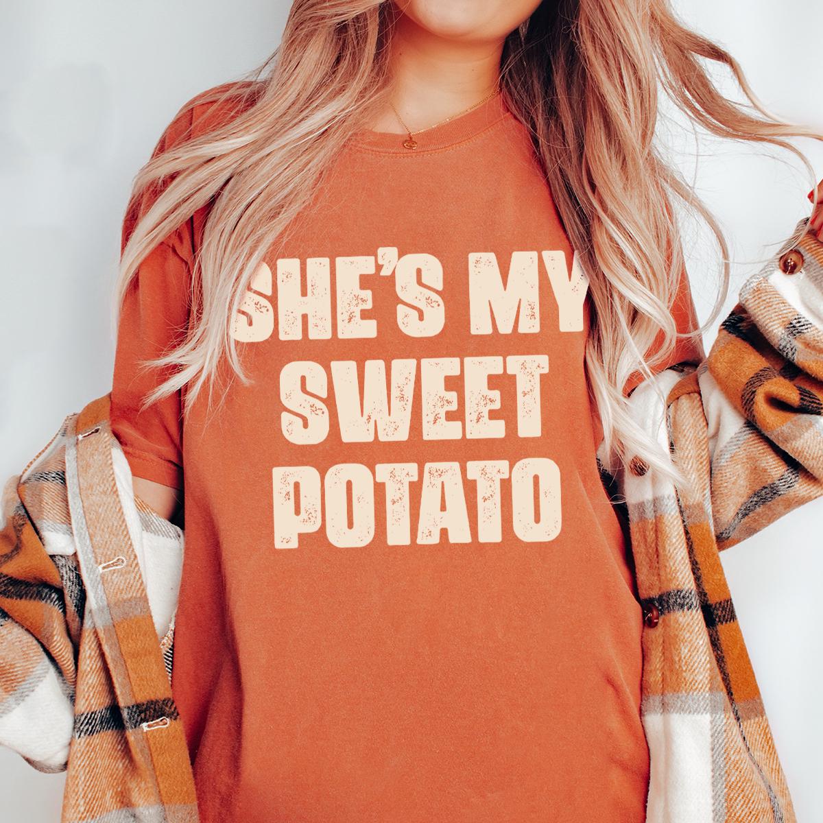 Thanksgiving Couples Comfort Colors® Shirt, Funny Thanksgiving Best Friends Shirts, She's My Sweet Potato I Yam Matching Husband Wife Shirts