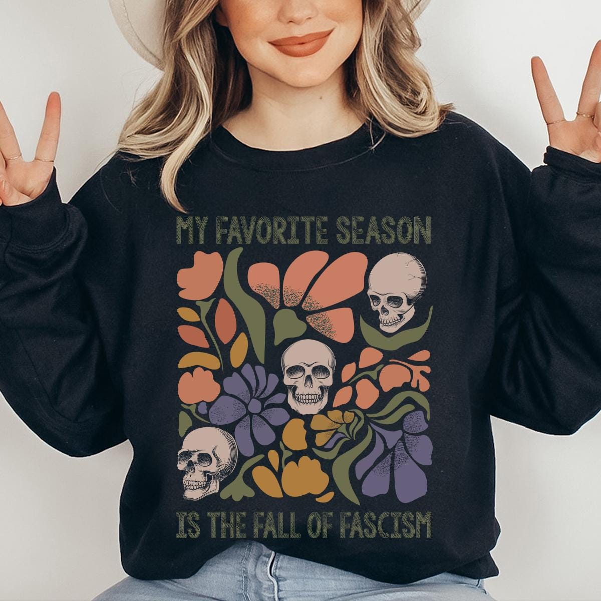 My Favorite Season is the Fall of Fascism, Anti Fascist Halloween, Nothing Scarier Than Fascism, Everyone vs Fascism,Halloween Political Tee