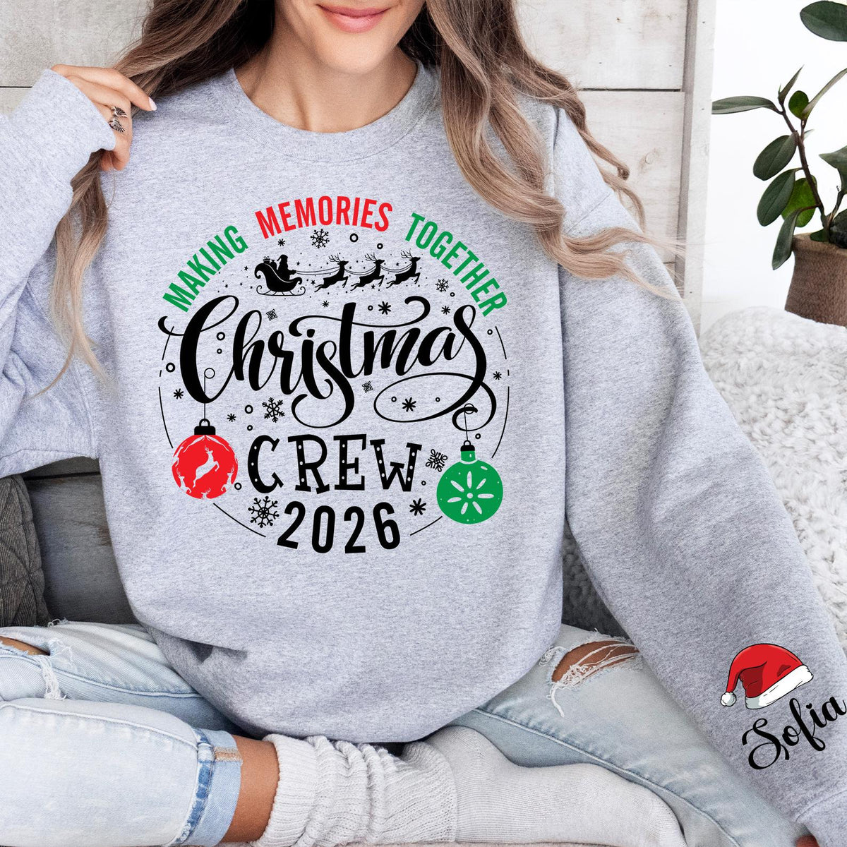 Custom Christmas Crew Sweatshirt- Matching Family Holiday T-shirt, Xmas Pajamas Top, Toddler Sweater, Custom Family Name, Matching Christmas