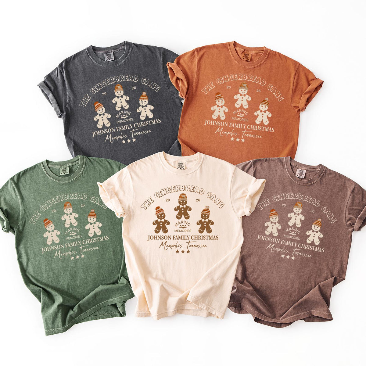 Custom Family Christmas Gingerbread Shirt, Comfort Colors® Matching Family Christmas Shirt, Youth Kids Gift, Personalized Name Christmas Tee