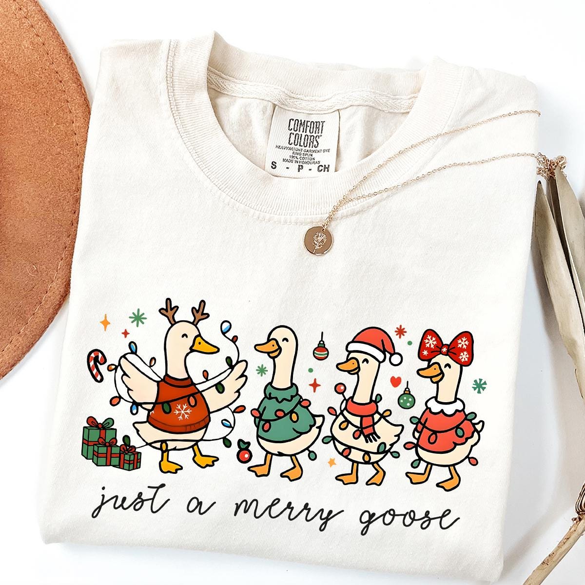 Christmas Comfort Colors® Goose Shirt, Funny Holiday Santa Lights Tee, Festive Jolly Goose Tee, Just A Merry Goose Tee, Merry Christmas Tees
