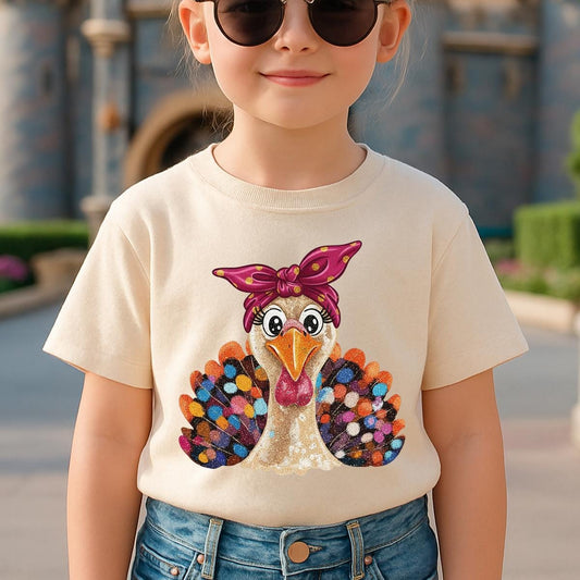 Thanksgiving Girls Shirt, Coquette Turkey at the Table shirt, Girls Shirt, Turkey Shirts for Thanksgiving Girls, Toddler Thanksgiving Shirts