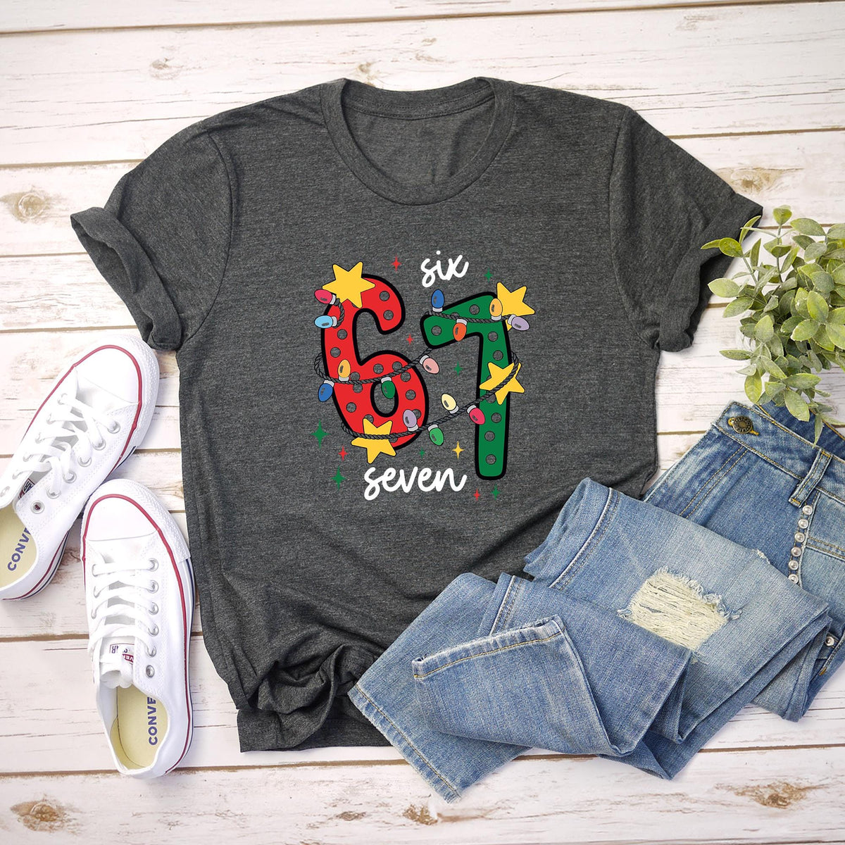 Six Seven Christmas Shirt, Viral 6 7 Meme Tee, Funny Xmas Graphic T-Shirt, Social Media Humor Holiday Shirt, Viral Funny 6 7 Christmas Shirt